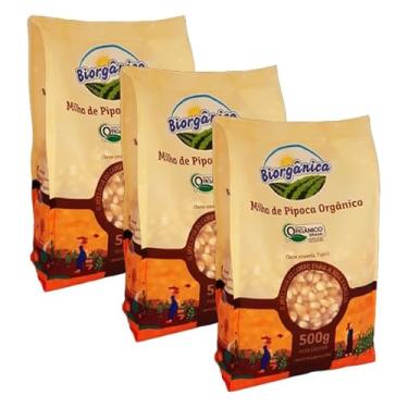 Imagem de Kit 3X: Milho de Pipoca Orgânica Biorgânica 500g