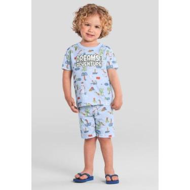 Imagem de Pijama infantil menino de dino brilha no escuro Brandili, 10, Azul