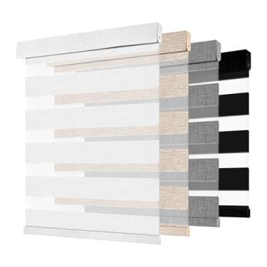 Imagem de MoDanCeQ Persianas Zebra sem fio para janelas - Cortinas de zebra com filtro de luz personalizável e blackout, persianas de janela de controle de luz de camada dupla, persiana zebra de fácil