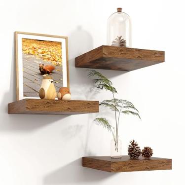 Imagem de Prateleiras quadradas flutuantes para parede 20 cm L x 20 cm P x 3 cm A, prateleiras de parede de madeira projetada com suportes invisíveis para sala de estar, quarto, banheiro, escritório, cozinha