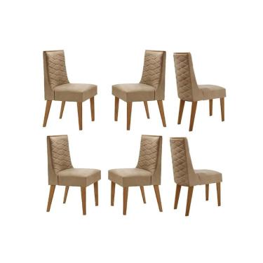 Imagem de Cadeira Sala De Jantar Dafne Kit 6 Un Naturalle/linho Bege Turim - Rufato