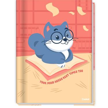 Imagem de Caderno Brochura Capa Dura Universitário Lala Pets Animais 80 Folhas Credeal Laranja