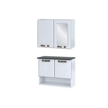 Imagem de Armário C/ Balcão Banheiro Espelho Rubi 2 Portas Branco - Telasul