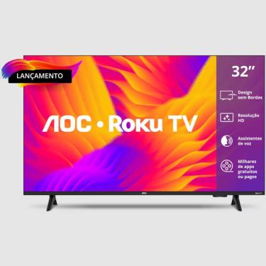 Imagem de Smart Tv 32 Polegadas Hd 32s5155/78g Roku Tv Aoc Preto Bivolt