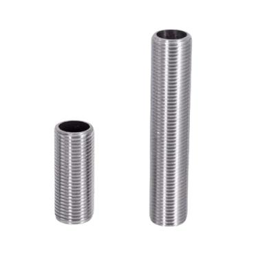 Imagem de 1/10.2 cm 3/20.3 cm 1/5.1 cm 3/10.2 cm 2.5 cm -5.1 cm BSPP macho 30 40 50-150 mm 304 aço inoxidável rosca completa mamilo barril encaixe de tubulação (100 mm_5.1 cm)