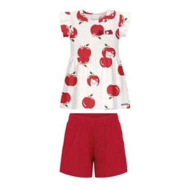 Imagem de Conjunto Infantil Menina com Malha Estampada Maças Alakazoo-Feminino