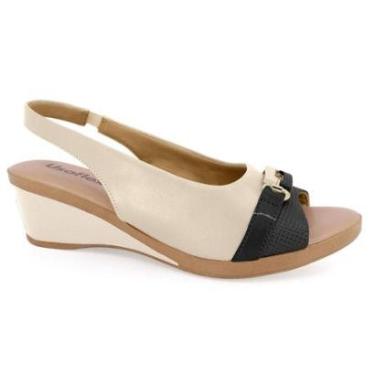 Imagem de Sandália Feminina Usaflex MM0902 Anabela Slingback Couro-Feminino