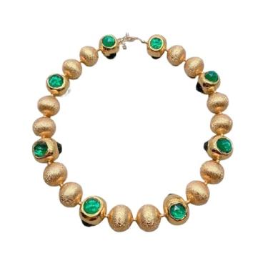 Imagem de DWBPGVUN 22 mm Cristal Verde Banhado a Ouro 18 mm Gargantilha Gargantilha Lariat Colar com Contas Declaração Joias Presente