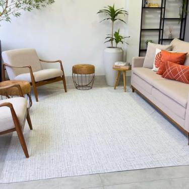 Imagem de Tapete 4m X 2m Grande Antiderrapante Para Sala Quarto Cozinha Sala De Jantar Decorativo Macio (Branco Riscado)