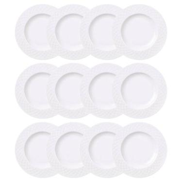 Imagem de Jogo 12 Pratos Sobremesa Porcelana Ingrid Branca 21cm Mesa Posta Buffe