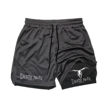 Imagem de Shorts Esportivos Masculinos Anime Death Note 2 Em 1 Para Fitness, Cor