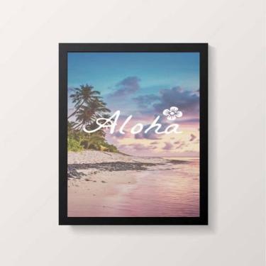 Imagem de Quadro Decorativo Praia Aloha 45X34 Com Vidro Moldura Preta
