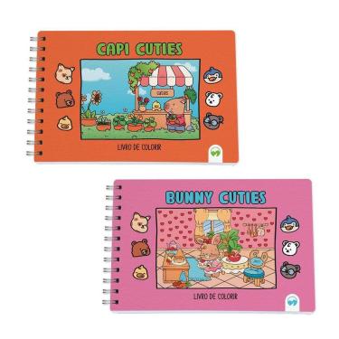 Imagem de Kit 2 Livro De Colorir Cuties 128 Páginas Capi E Bunny