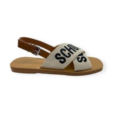 Imagem de Sandalia Rasteira Feminina Schutz Tiras Cruzadas Branco-Feminino