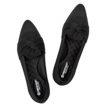 Imagem de Frank Mully Mocassim feminino casual sem cadarço, confortável, de malha, clássico, bico fino, para trabalho, viagens, 6111 preto, 36