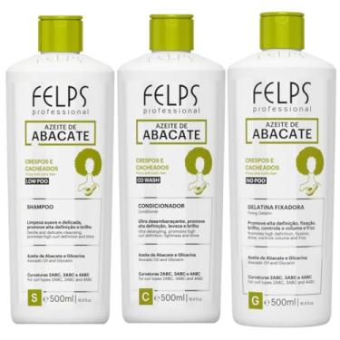 Imagem de Kit Cachos Alta Definição Shampoo+Condicionador+Gelatina Ativadora Fixadora Para Cabelos Cacheados e Crespos 3x500ml F3Ips Azeite de Abacate