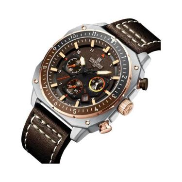 Imagem de Relógio Esportivo Masculino De Luxo À Prova d'Água Em Couro Com Quartz