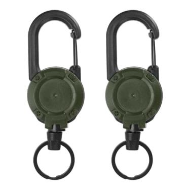 Imagem de PATIKIL Chaveiro retrátil, 2 peças, porta-crachá retrátil resistente, carretel de crachá, clipe de chaveiro com cordão de aço de 59,9 cm, quintal para chaves, pesca, ciclismo, caminhada, mochila