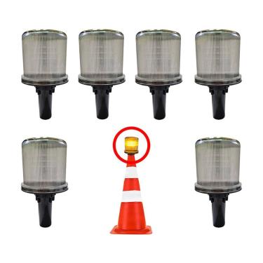Imagem de Sinalizador Viario Solar Kit 6 Uni  Aviso Rua Cone Rodovia Atencao Emergencia Obra Acidente
