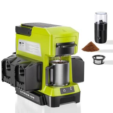 Imagem de Taingwei Cafeteira sem fio para bateria Ryobi de 18 V, cafeteira portátil com moedor de café elétrico para trailer, acampamento, viagem, carro, caminhada (bateria não incluída)