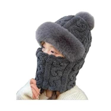 Imagem de Balaclava Térmica Feminina De Inverno Com Forro De Lã E Gorro (2 Peças