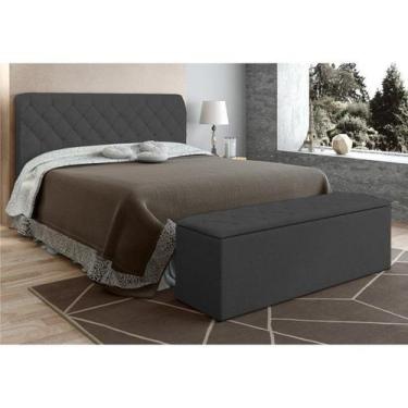 Imagem de Cabeceira e Calçadeira Paris Cama Box Casal Queen 160 cm Suede Amassad