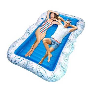 Imagem de Boias de piscina para adultos – Rede inflável flutuante, espreguiçadeira flutuante com suporte de copo para bronzeamento, piscina, rio, praia, férias, viagem, água, brincar, quintal