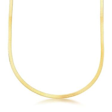 Imagem de Colar Choker Fita Laminada 3mm Banhada a Ouro 18k - Atraktiva Joias, 4