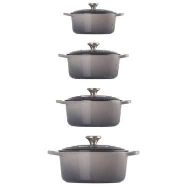 Imagem de KIT LE CREUSET 4 PANELAS REDONDAS 20 22 24 E 26CM EM FERRO ESMALTADO CINZA FLINT