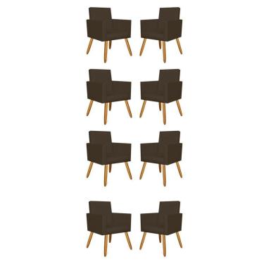 Imagem de Kit 8 Poltronas Courino Marrom