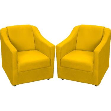 Imagem de Kit 2 Poltronas Mila Pé De Plástico Cromado - Amarelo Suede