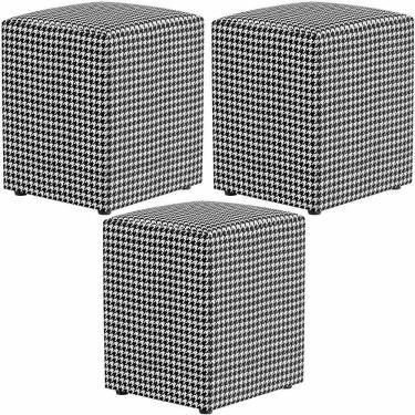 Imagem de Kit 03 Puffs Quadrado Decorativo L02 Pied Poule - Lyam Decor