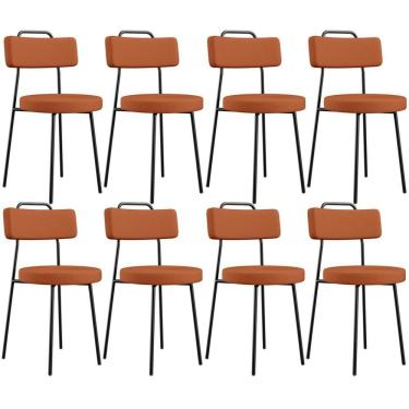 Imagem de Kit 08 Cadeiras Decorativas Estofada Para Sala De Jantar Barcelona L02 Tecido Terracota - Lyam Decor