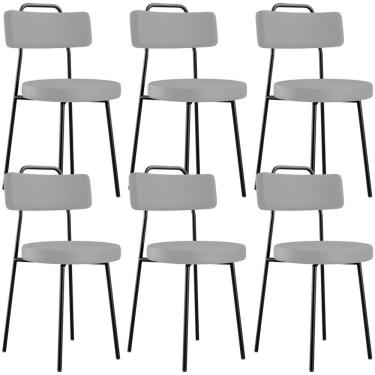 Imagem de Kit 06 Cadeiras Decorativas Estofada Para Sala De Jantar Barcelona L02 Facto Cinza - Lyam Decor