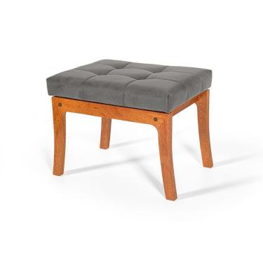 Imagem de Puff De Madeira Com Estofado Retangular Veneza Cinza