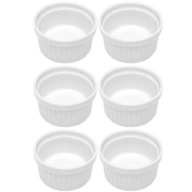 Imagem de Kit 6 Ramequins Canelado 50ml Porcelana Classic Branco Lyor Servir Pet