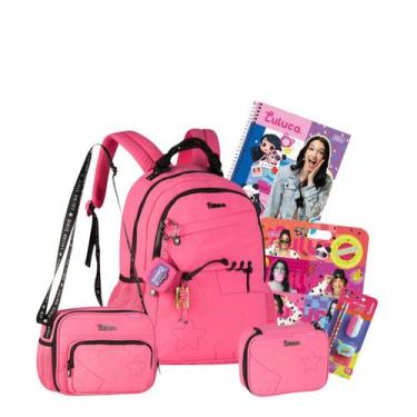 Imagem de Kit Mochila Costas Luluca Escola Lancheira E Estojo Box Teen, Rosa