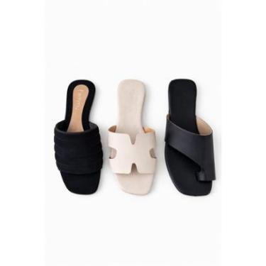 Imagem de Kit 3 Pares Rasteirinha Sandália Confortável Casual Feminina CHIC-Feminino