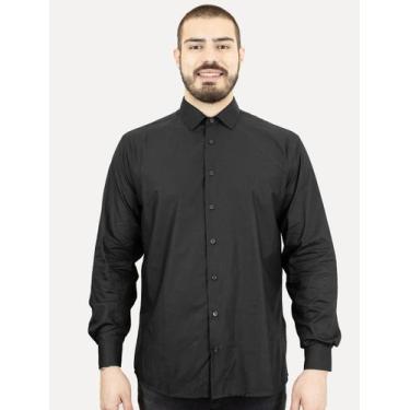 Imagem de Camisa Dudalina Masculina Slim Superfine Cotton Dark Logo Lisa Preta, 