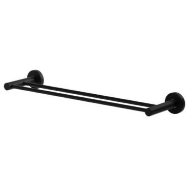 Imagem de Porta Toalhas Toalheiro Duplo 75cm Preto Fosco Atenas - Grego Metal