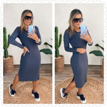 Imagem de Vestido de lã manga longa chumbo - Ma Che bella