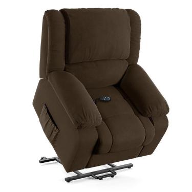 Imagem de Poltrona Do Papai Reclinável Sala De Cinema Barcelona Elevação Lift Elétrico Veludo Marrom