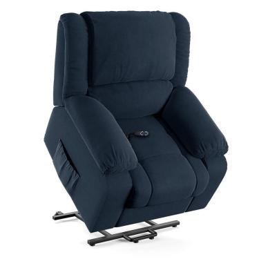 Imagem de Poltrona Do Papai Reclinável Sala De Cinema Barcelona Elevação Lift Elétrico Veludo Azul