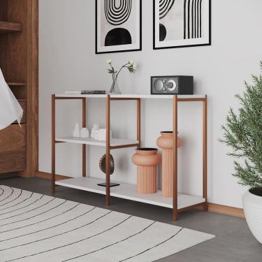 Imagem de Aparador Console Industrial Artesania 120cm para Sala Hall Entrada Corredor Decoração- Cobre/branco