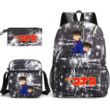 Imagem de Conjunto de mochilas Detective Conan Edogawa para crianças, 3 unidades