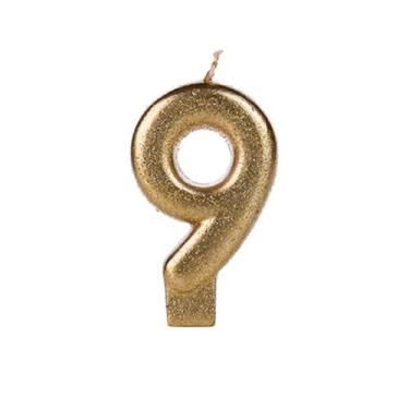 Imagem de Vela de Aniversário Glitter Dourada Número 9 Silver Plastic