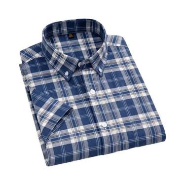 Imagem de Camisa Oxford Xadrez Masculina Oversized 11XL 10XL 9XL 100% Algodão Ca