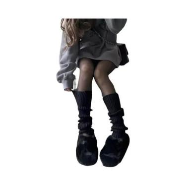 Imagem de Meias De Tricô Lolita Elásticas Femininas, Aquecedores De Pernas, Capa