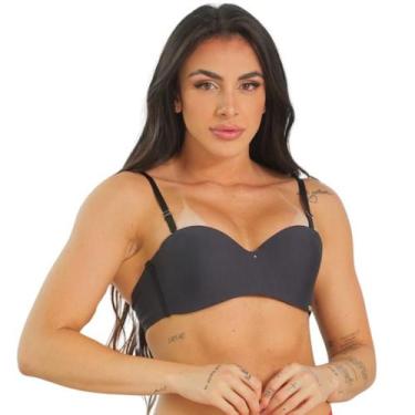 Imagem de Sutiã sem alça Sem Alça Com Bojo Push Up Reforçado Efeito Silicone - L