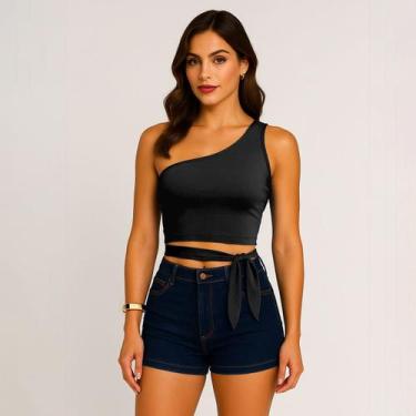 Imagem de Cropped Top Mula Manca Regata De Amarrar Blogueira Verão - SWISS BOUTI